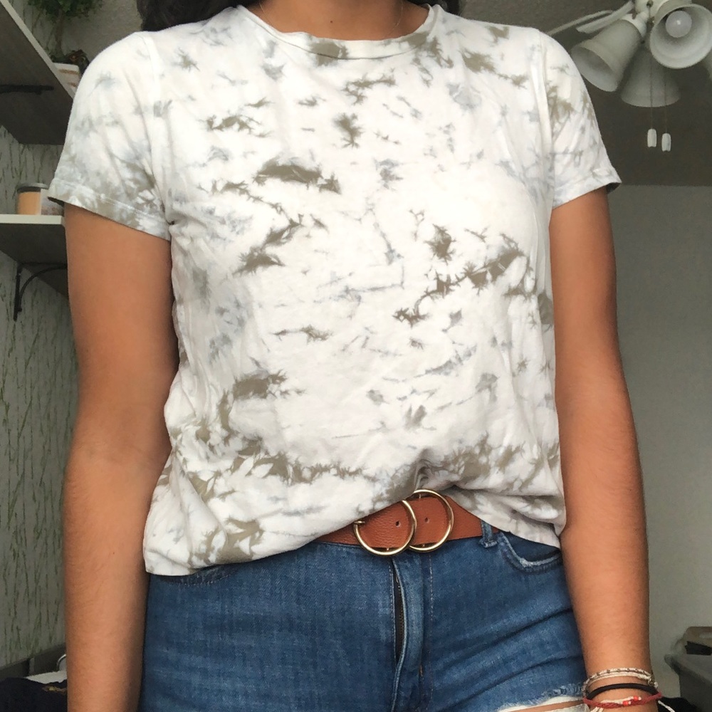 Army green tie dye effect tshirt